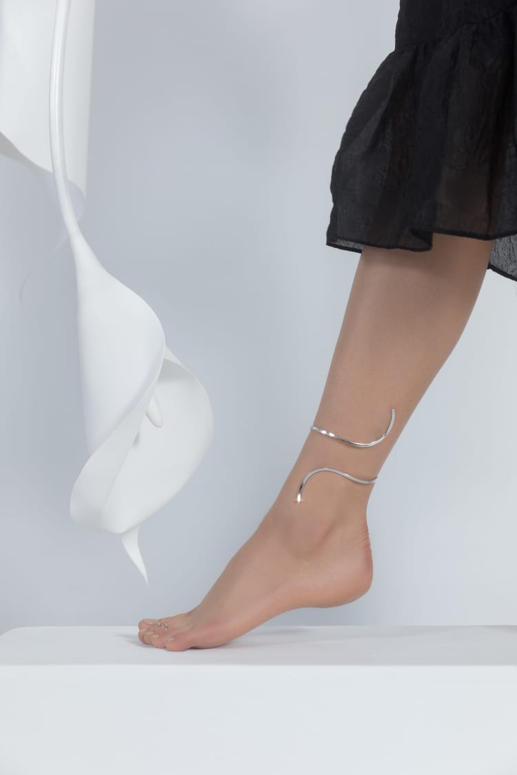 Silver Spiral Ankle Bracelet