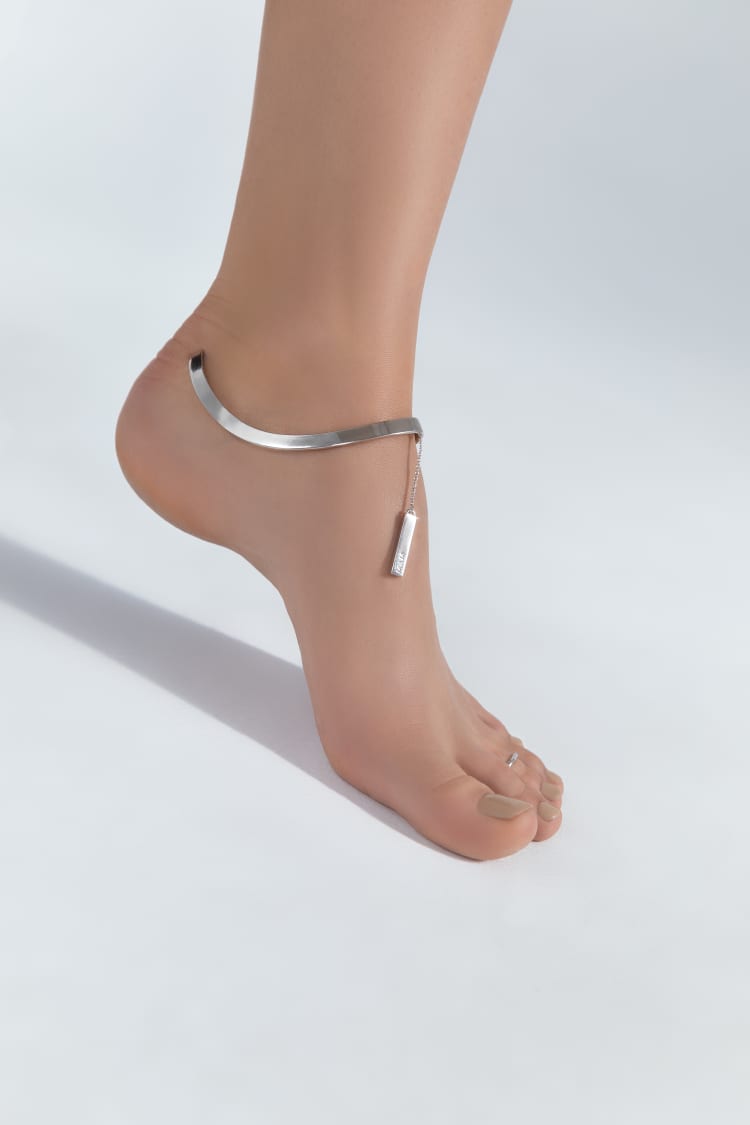 Silver Anklet with Chain