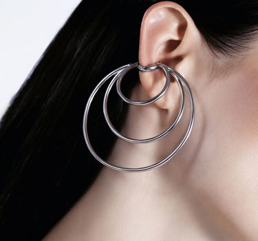 Silver Coils Hoop Ear Cuff