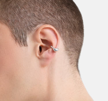 puffed hoodie earcuff in silver
