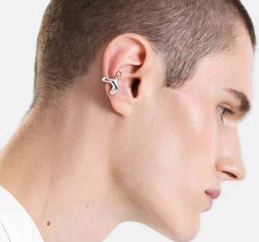 c-shaped organic earcuff in silver