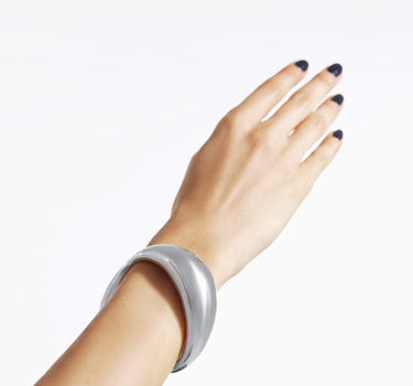 Silver Chunky Asymmetrical Closed Bangle Bracelet