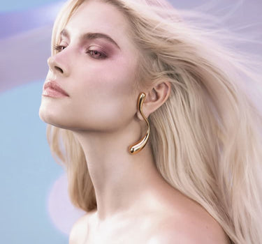 Large S-Shaped Drop Earrings - gold