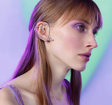 Silver Heart Full Ear Cuff