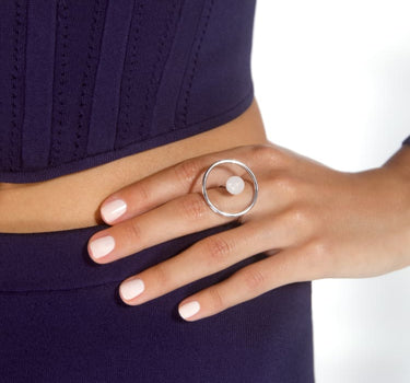 Silver Pearl Circular Ring