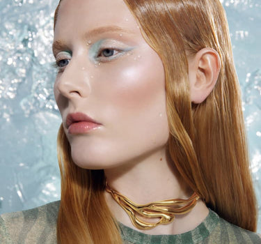 organic-shaped necklace in gold