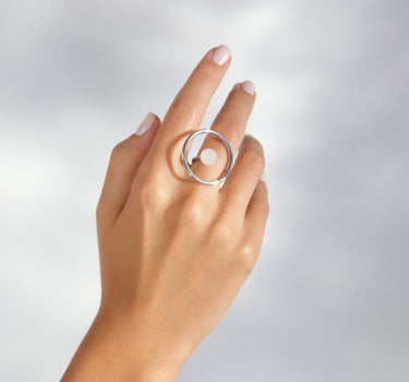 Silver Pearl Circular Ring
