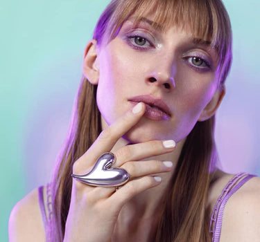 Silver Big Heart Shaped Ring