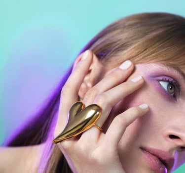 Gold Big Heart Shaped Ring