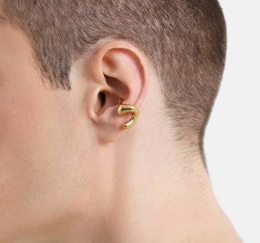 c-shaped organic earcuff in gold