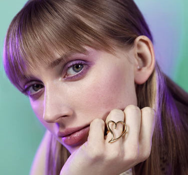 Gold Love Open Heart Ring