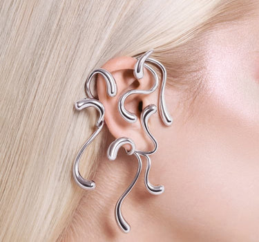 Full Ear Multi-Drop Ear Cuff - silver