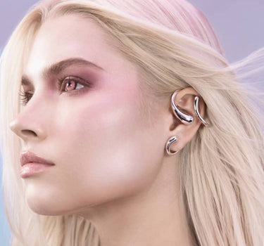 Full Ear Drops Ear Cuff - silver