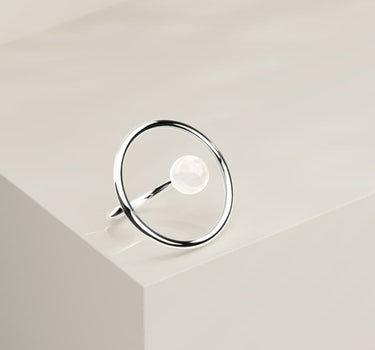 Silver Pearl Circular Ring