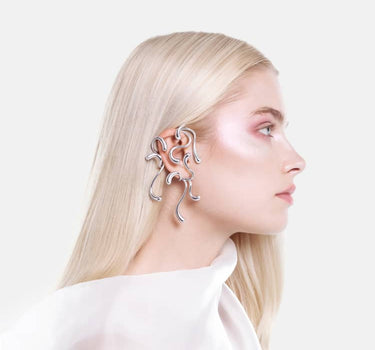 Full Ear Multi-Drop Ear Cuff - silver
