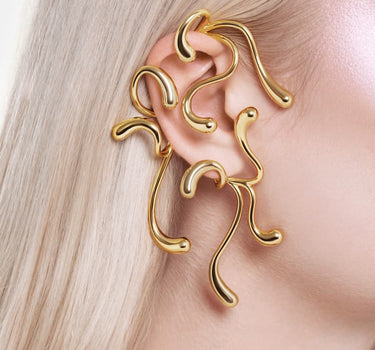 Full Ear Multi-Drop Ear Cuff - gold