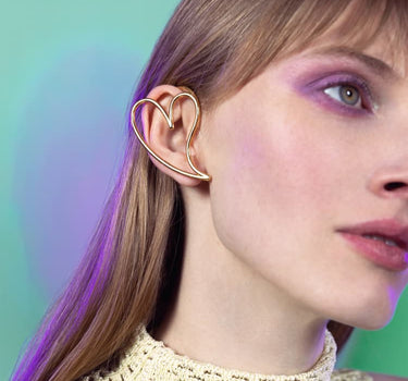 Gold Heart Full Ear Cuff