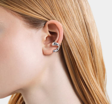 c-shaped organic earcuff in silver