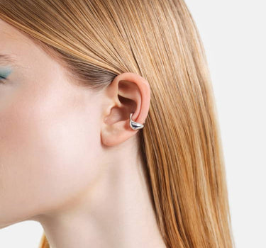 puffed hoodie earcuff in silver