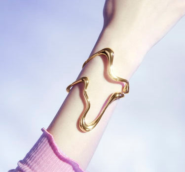 Gold Liquid Large Bangle Bracelet
