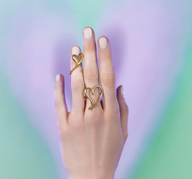 Gold Love Open Heart Ring