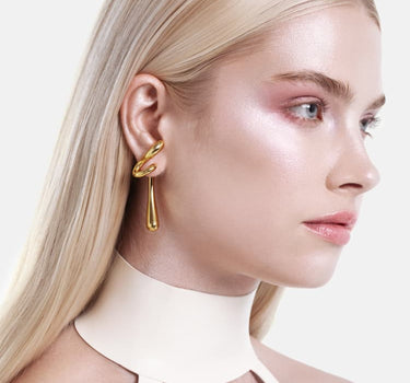 Large Twisted Drop Earrings - gold