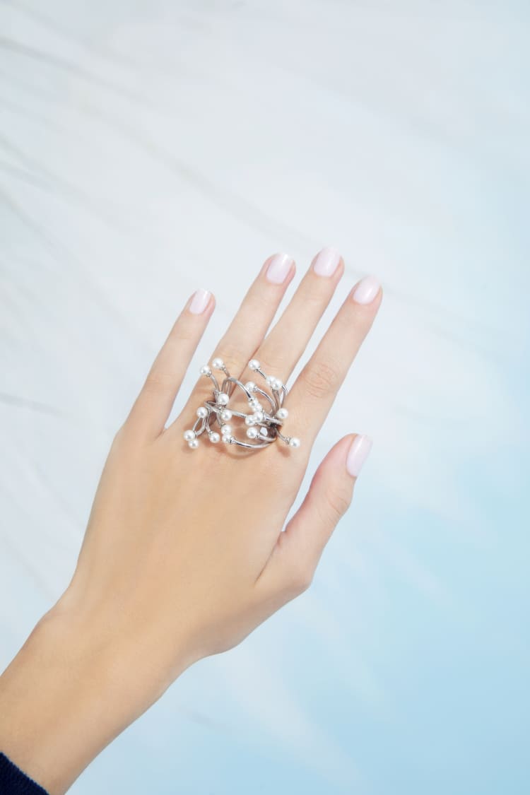 Silver Mini Pearls Ring