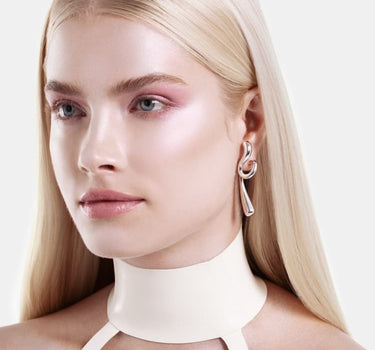 Large Twisted Drop Earrings - silver