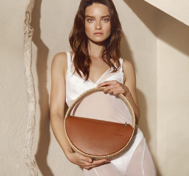 Raffia round small bag