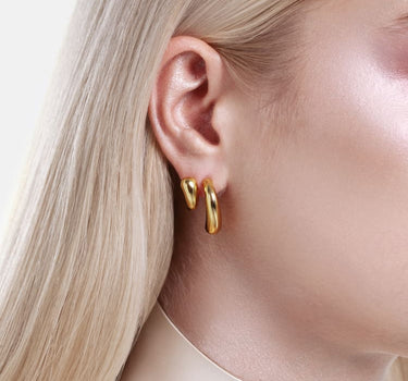 Fluid Drop Earrings - gold