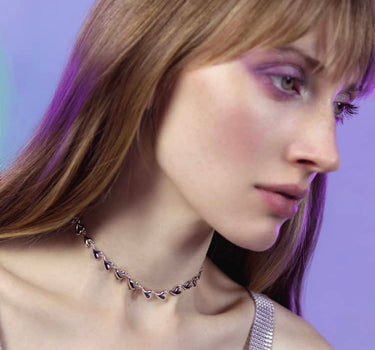 Silver Heart Chain Choker