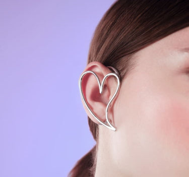 Silver Heart Full Ear Cuff