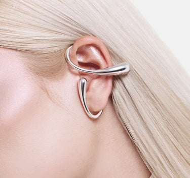 Two-Drop Ear Cuff - silver