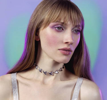 Silver Heart Choker