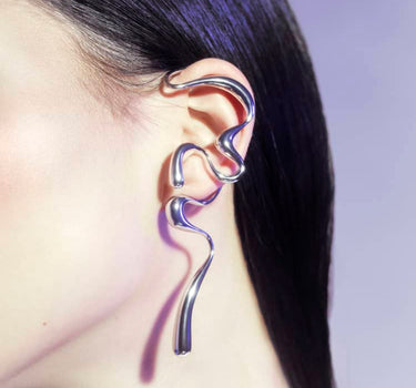 Large Silver Liquid Ear Cuff