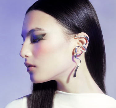 Large Silver Liquid Ear Cuff