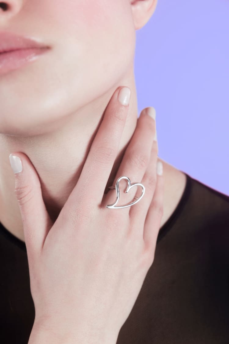 Silver Love Open Heart Ring