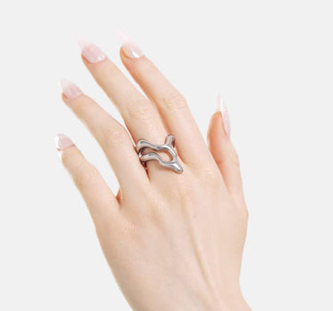 asymmetrical silver ring