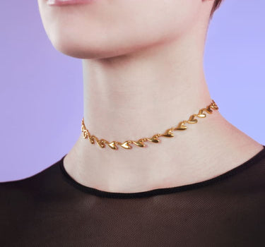 Gold Heart Chain Choker