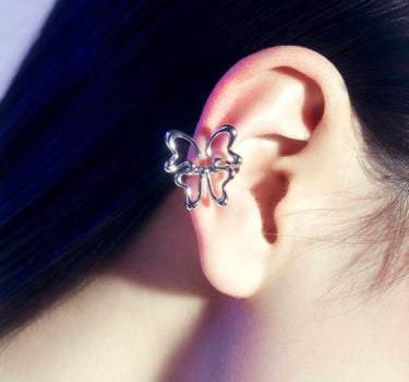 Silver Butterfly Huggie Ear Cuff