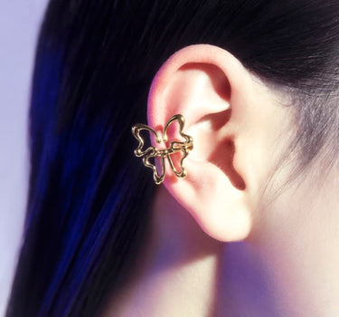 Gold Butterfly Huggie Ear Cuff