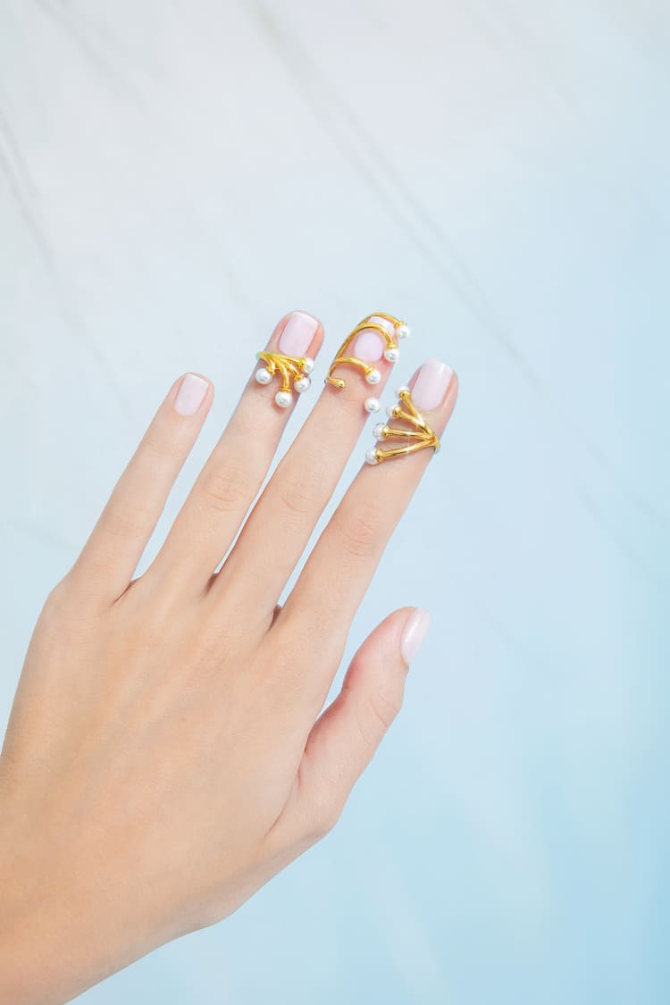 Mini Pearls Nail Ring Set