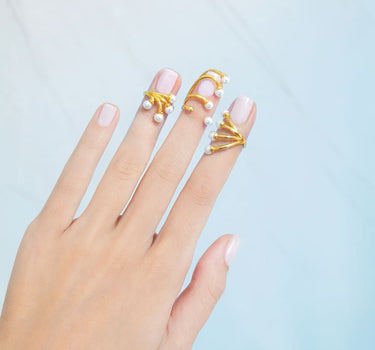 Mini Pearls Nail Ring Set