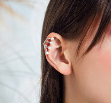 Silver Pearl Tiara Ear Cuff