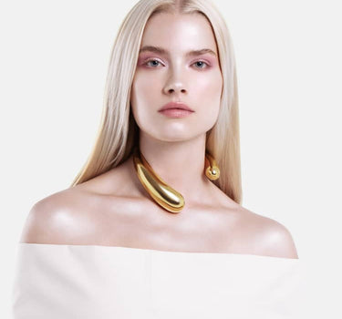 Drops Asymmetrical Necklace - gold