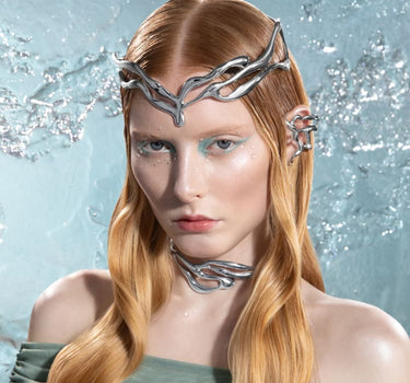 organic-shaped crown in silver