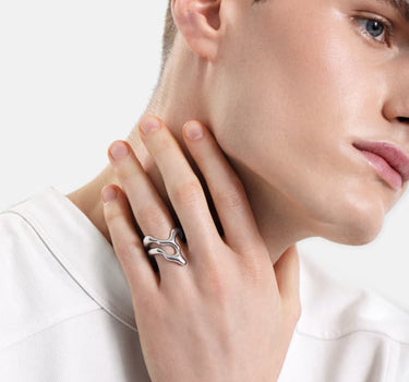 asymmetrical silver ring