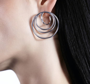 Silver Many Coils Hoop Earrings