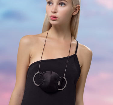 Black silk mask with chain