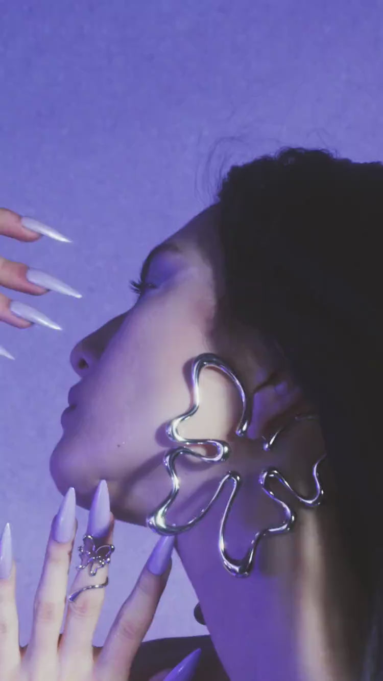 Large Silver Butterfly Earring